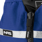 NRS Big Water Guide Lifejacket (PFD) in Blue zipper detail