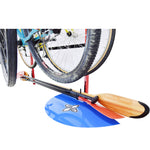 Malone Free Standing Rack Paddle Holder with paddle loaded with bike