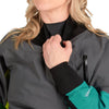 NRS Women's Pivot Dry Suit in Jade/Lime model neck gasket