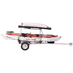 Malone MicroSport LowBed 2-Boat MegaWing Kayak Trailer Package with 2nd Tier with kayak loaded side