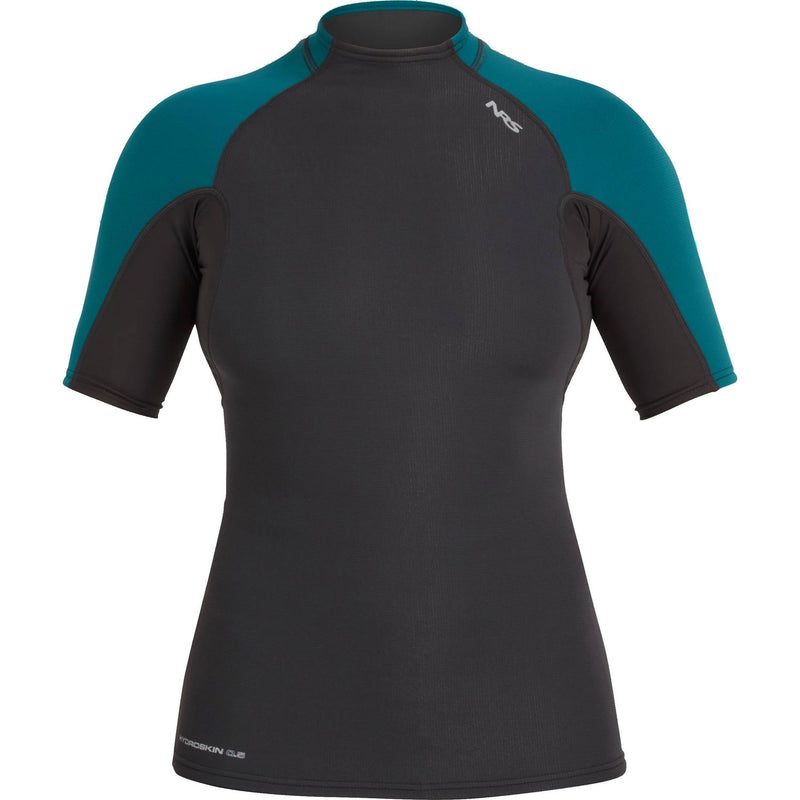 NRS Women's HydroSkin 0.5 Short Sleeve Shirt in Graphite/Harbor front