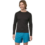 Patagonia Men's Capilene Cool Lightweight Long Sleeve Shirt in Black front