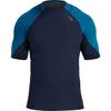NRS Men's HydroSkin 0.5 Short Sleeve Shirt in Navy/Mykonos front