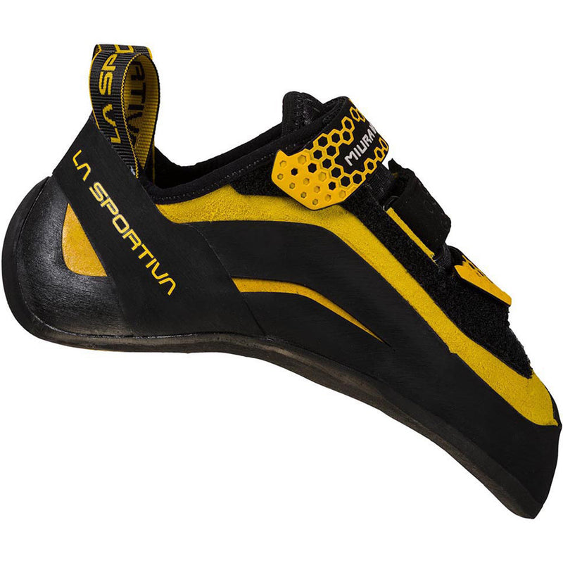 Men's Miura VS Rock Climbing Shoes in Black/Yellow angle