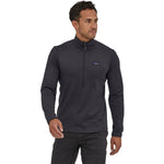 Patagonia Men's R1 Daily Zip Neck Shirt in Ink Black/Black X-Dye model front